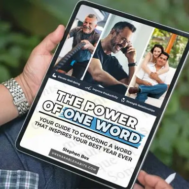 Picture of The Power of One Word Ebook for choosing your word of the year displayed on a tablet